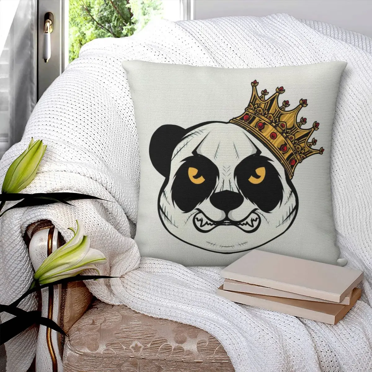 

Panda King Head Pillowcase Printed Cushion Cover Sofa Waist Pillow Pillow Cover