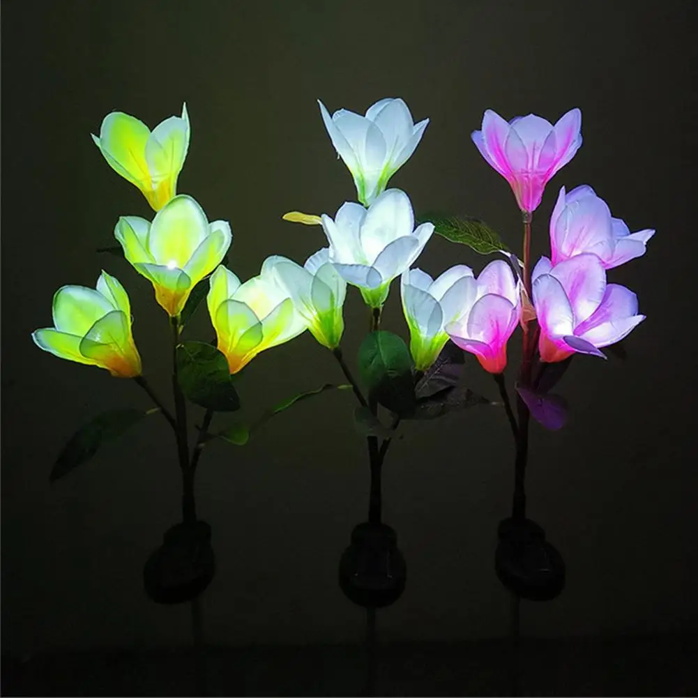 

Solar Garden Lights, Solar Flower Lights Outdoor Waterproof 4 Head Magnolia Flower Landscape Lights for Garden Yard Pathway