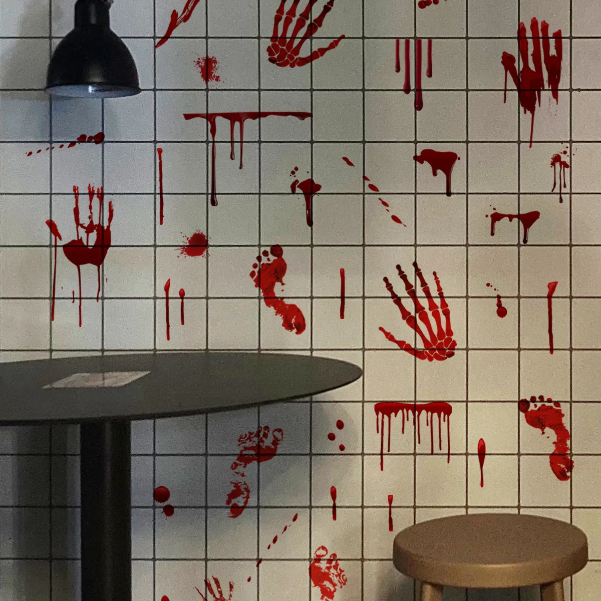 

New Halloween Wall Stickers Blood Handprints Self Adhesive Wall Decals Halloween Party Decoration Horror Prop Scary Decor