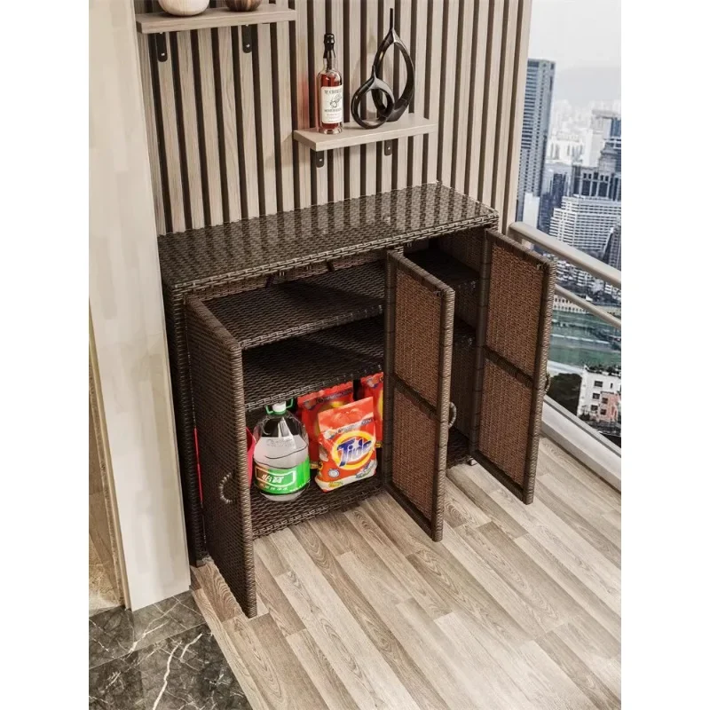 Ротанговый наружный бытовой шкаф для гостиной и балкона боковое хранилище