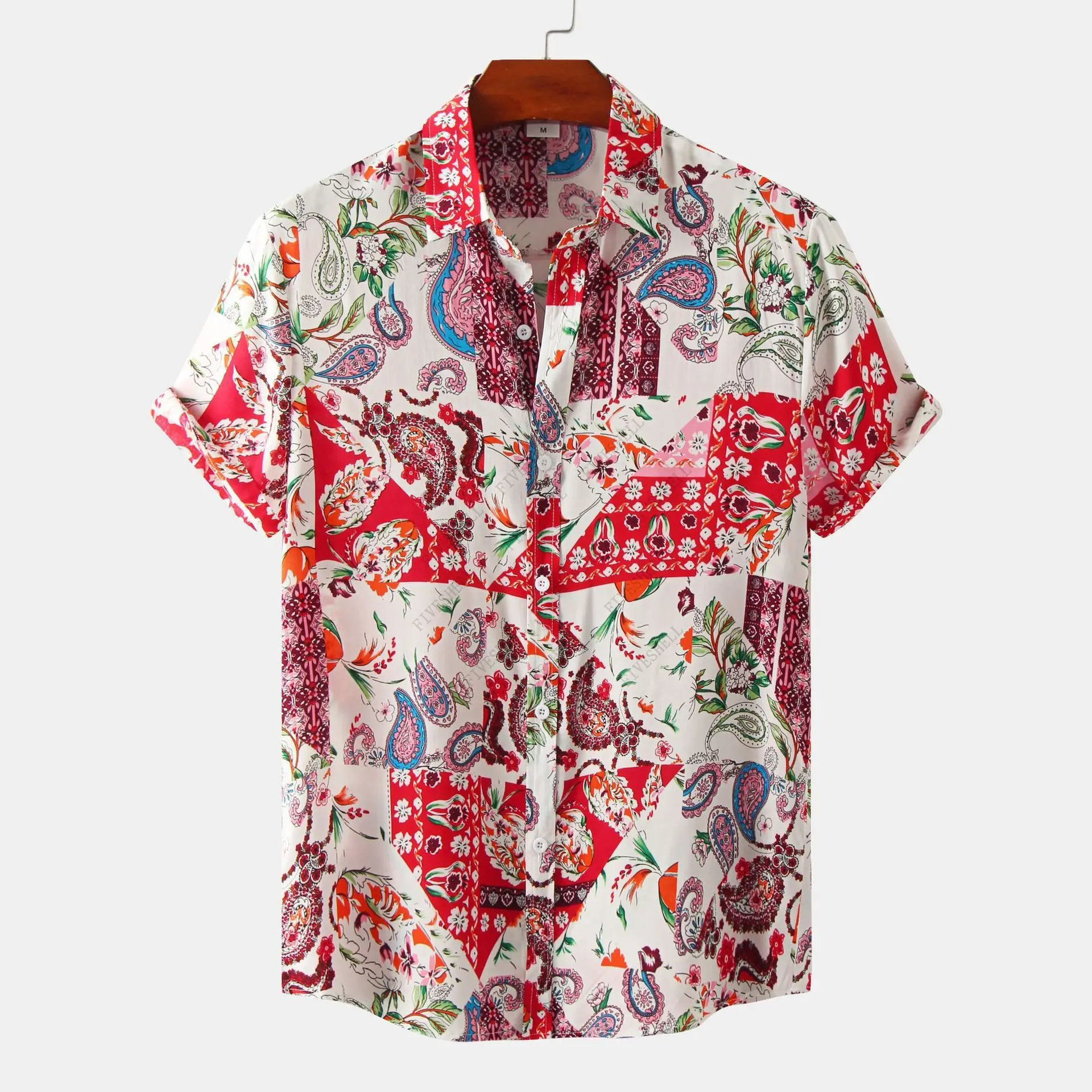 2023 Mens Paisley Print Hawaiian Shirt Summer New Short Seleeve Quick Dry Beach Floral Shirts Men Holiday Aloha Rock Party Shirt
