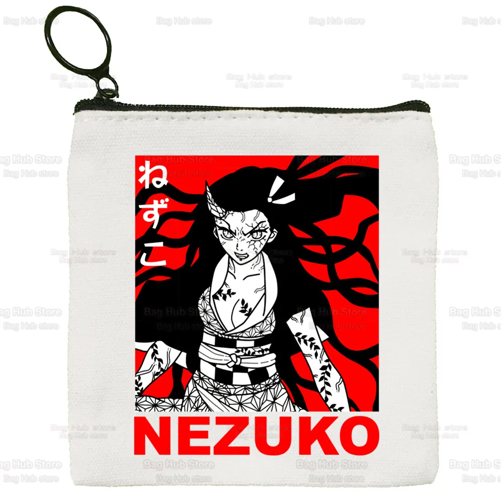 

Tanjiro Nezuko Cute Mini Coin Purse Canvas Kimetsu No Yaiba Student Wallet Coin Case Demon Slayer Zipper Hand Female Key Case