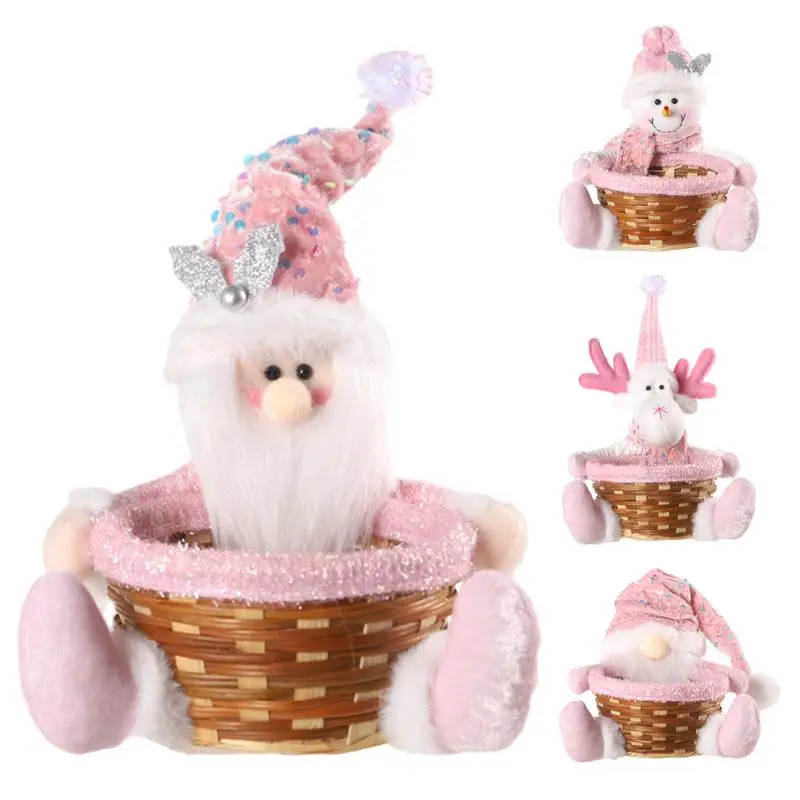 Рождественская корзина для конфет Рождественский плюшевый гном олень снеговик