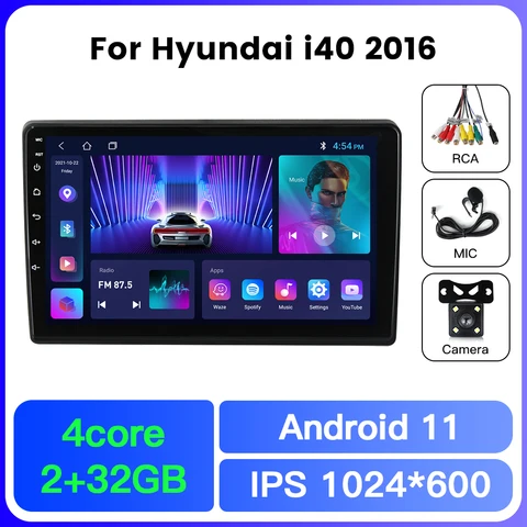 Штатная магнитола For Хендай Ай 40 For Hyundai i40 2011 - 2019 до 8-ЯДЕР, до 8 + 128ГБ 32EQ + DSP автомагнитола 2 DIN DVD GPS android 12 мультимедиа автомобиля головное устройство QLED экран BT5.0