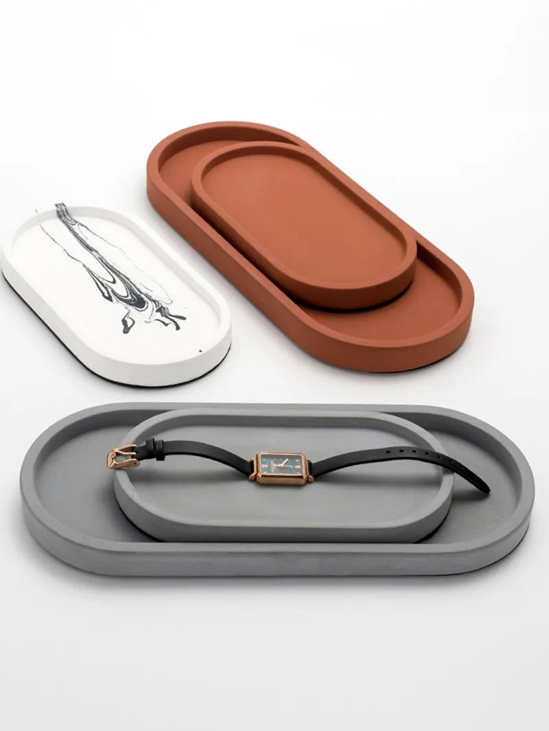 

Цементная овальная тарелка в скандинавском промышленном стиле, поднос для ароматерапии, поднос для ювелирных изделий, Настольная тарелка д...