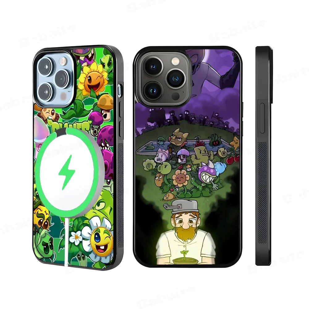 P-Plants Vs Z-Zombies Phone Case Magesafe Magnetic Wireless Charge For iPhone 16 11 12 13 14 15 Pro Max Plus Mini