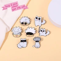 gojo satoru and cat enamel pins custom anime brooches lapel badges cartoon funny cos animal jewelry gift for kids friends