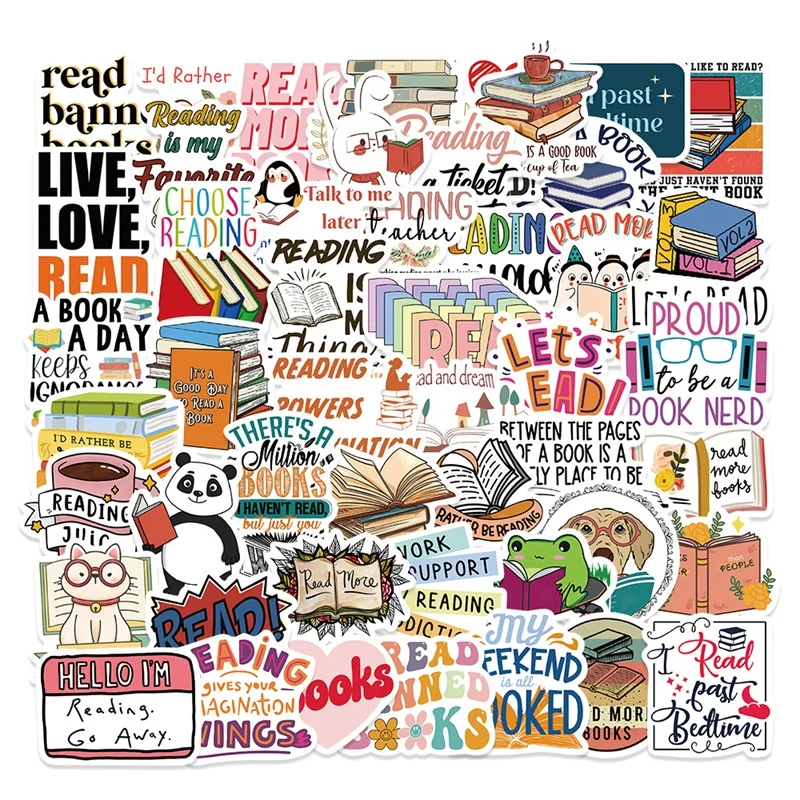 

10/30/50PCS Kawaii Animal Reading Sticker Aesthetic PVC Decoraction Scrapbooking Laptop Korean Stationery School Supplies