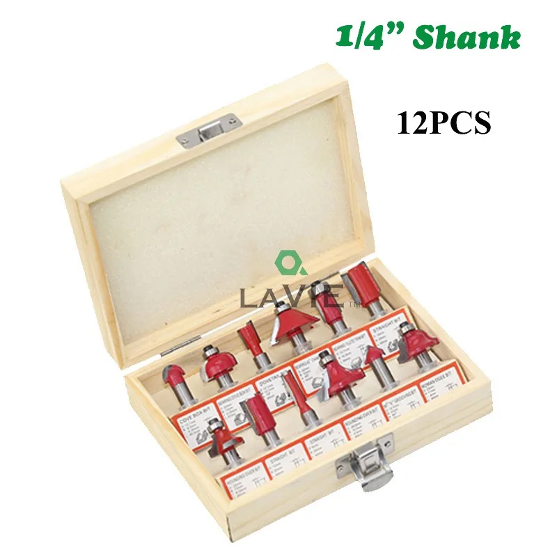 

12pcs 15pcs 1/4" Router Bit Milling Cutter Wood Bits Straight Shank Carbide Cutting Tools Woodworking Dill Bits DIY 01015