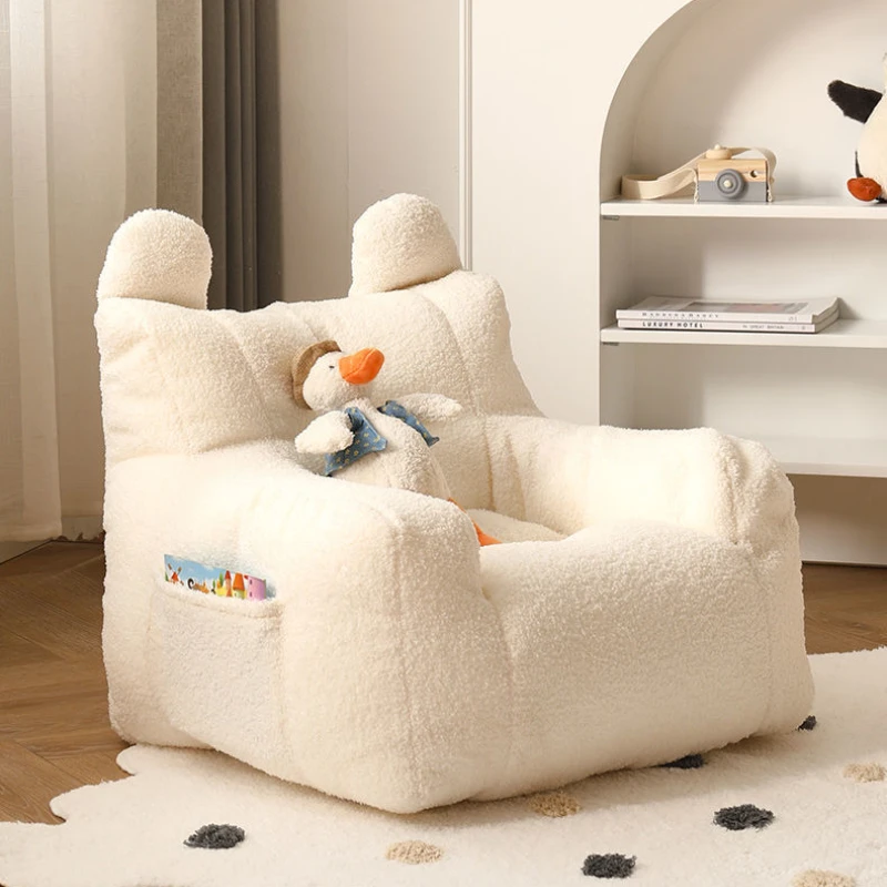 INS Cute Lazy Sofa Mini Bean Bag Lamb Velvet Casual Seat Cartoon Children's Sofa Reading Tatami Kids Furniture