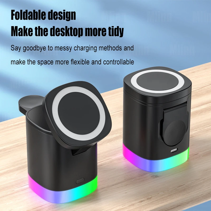 Фото Магнитная Беспроводная подставка для iPhone 14 13 12 Pro Max AirPods Apple Watch, 3 в 1 №3