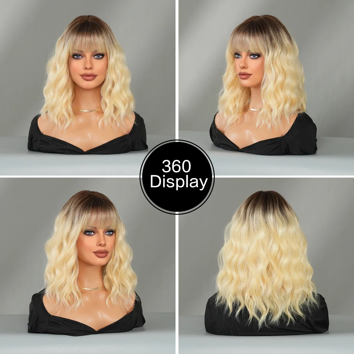 Высокоплотные длинные волосы блонд с темными корнями термостойкие