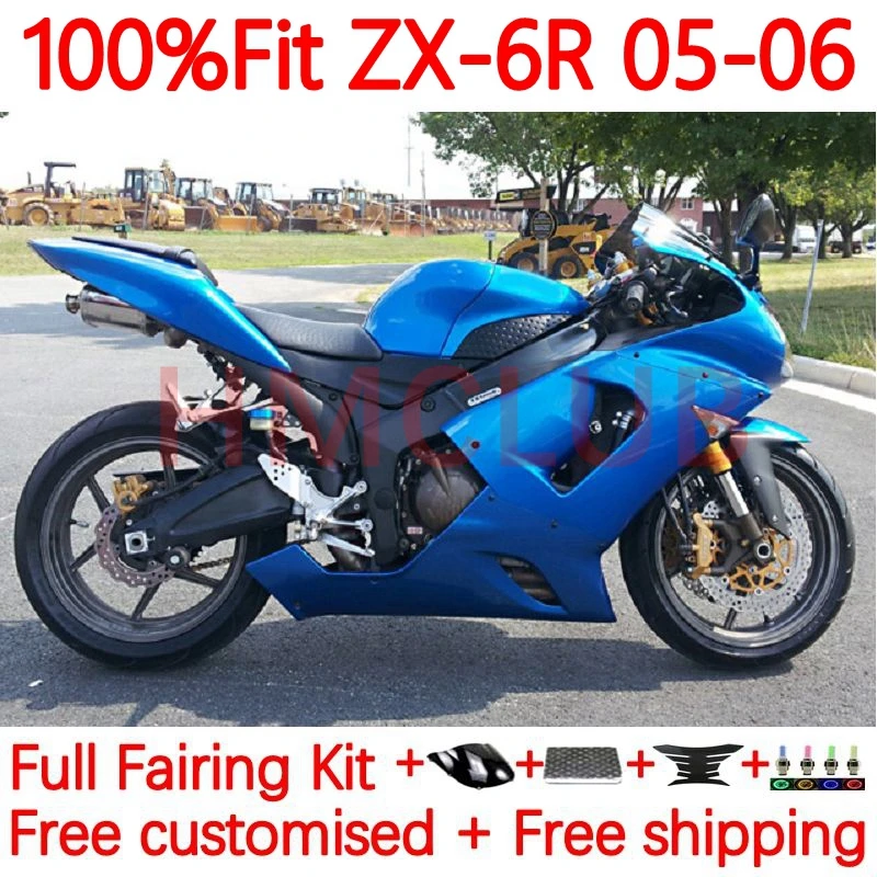 

Инъекция OEM для KAWASAKI NINJA ZX-636 ZX 6R 636 6 R ZX-6R ZX636 ZX6R 2005 2006 600CC ZX600 05 06 обтекатель 56No.114 Фабричный синий