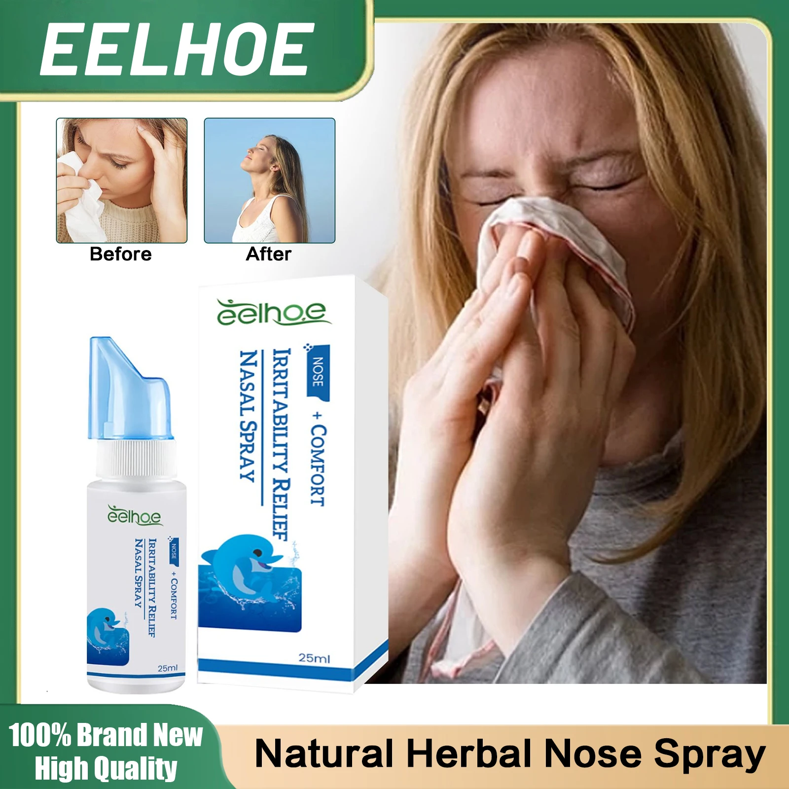 

Natural Herbal Nose Spray Relieve Nasal Congestion Stuffy Runny Nose Sneezing Treatment Chronic Rhinitis Sinusitis Health Care