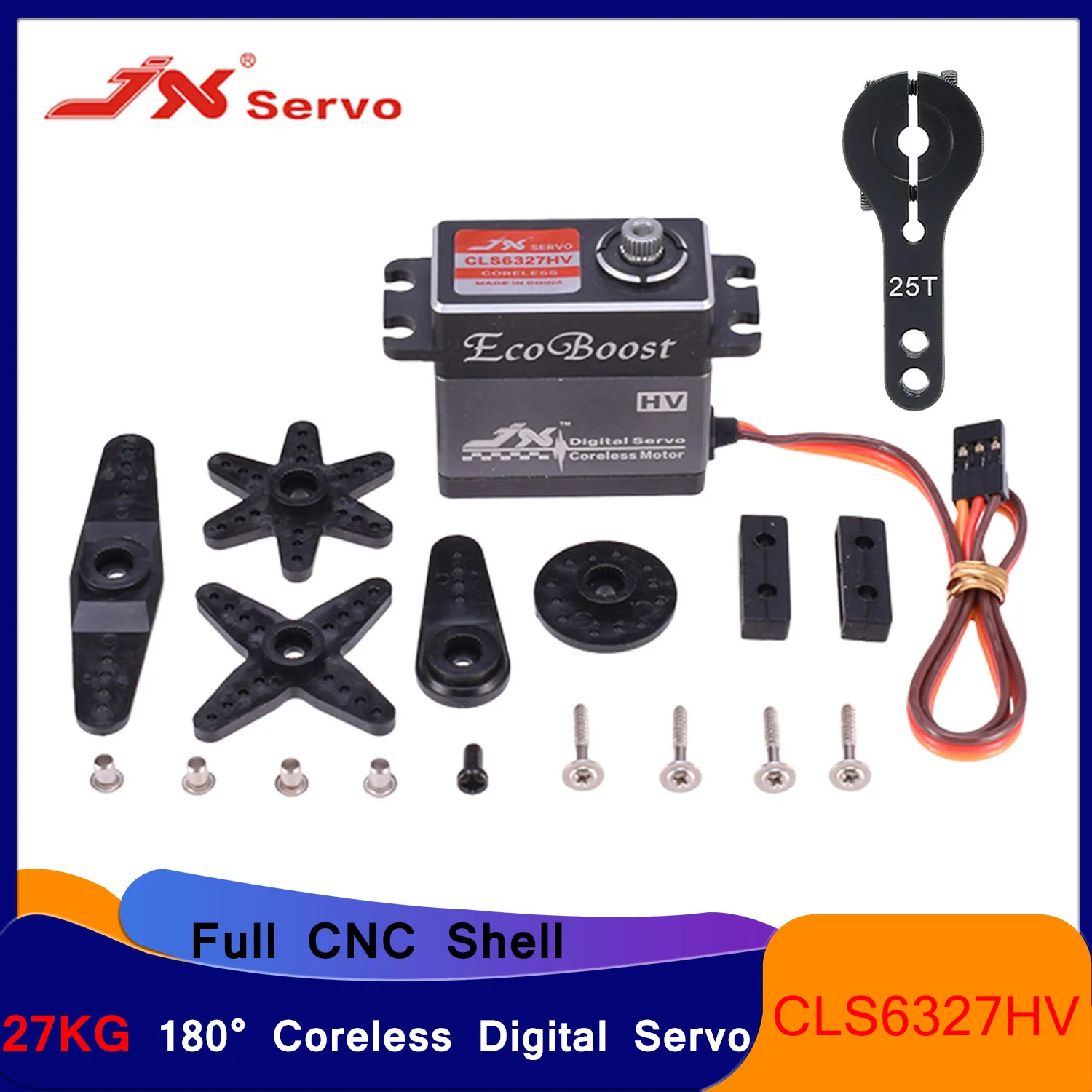 JX Servo CLS6327HV 27 кг 180 ° большой крутящий момент CNC алюминиевый корпус металлическая Шестерня цифровой для радиоуправляемого автомобиля вертолета аксессуары детали