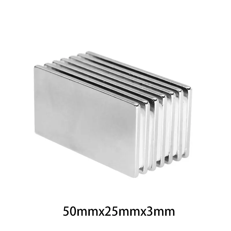 Неодимовый магнит N35 NdFeB супермощный постоянный 1 ~ 15 шт. 50x25x3 мм