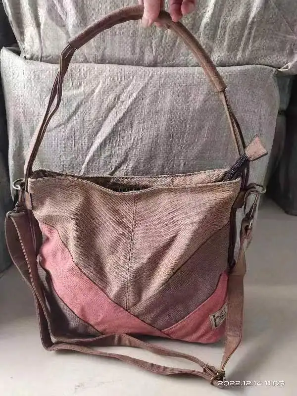 

2023 Top Quality Women Canvas Shoulder Bags Multifunctional Women Travel Handbags Patchwork Women Bags Drop Shipping