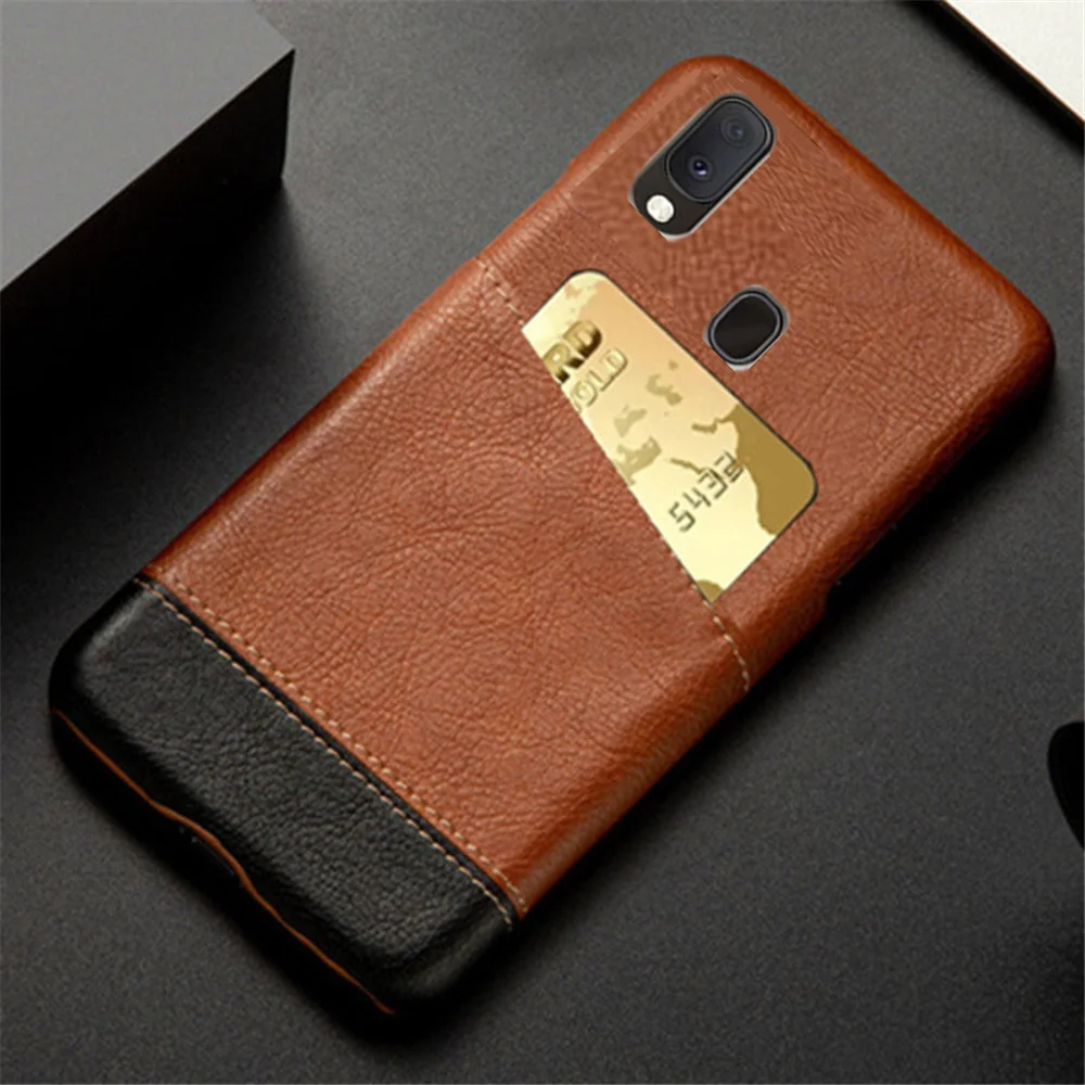 

For Samsung Galaxy A20 Case Card Slot Holder Mixed Splice PU Leather Cover For Samsung Galaxy A20 A 20 SM-A205F/DS Coque Funda
