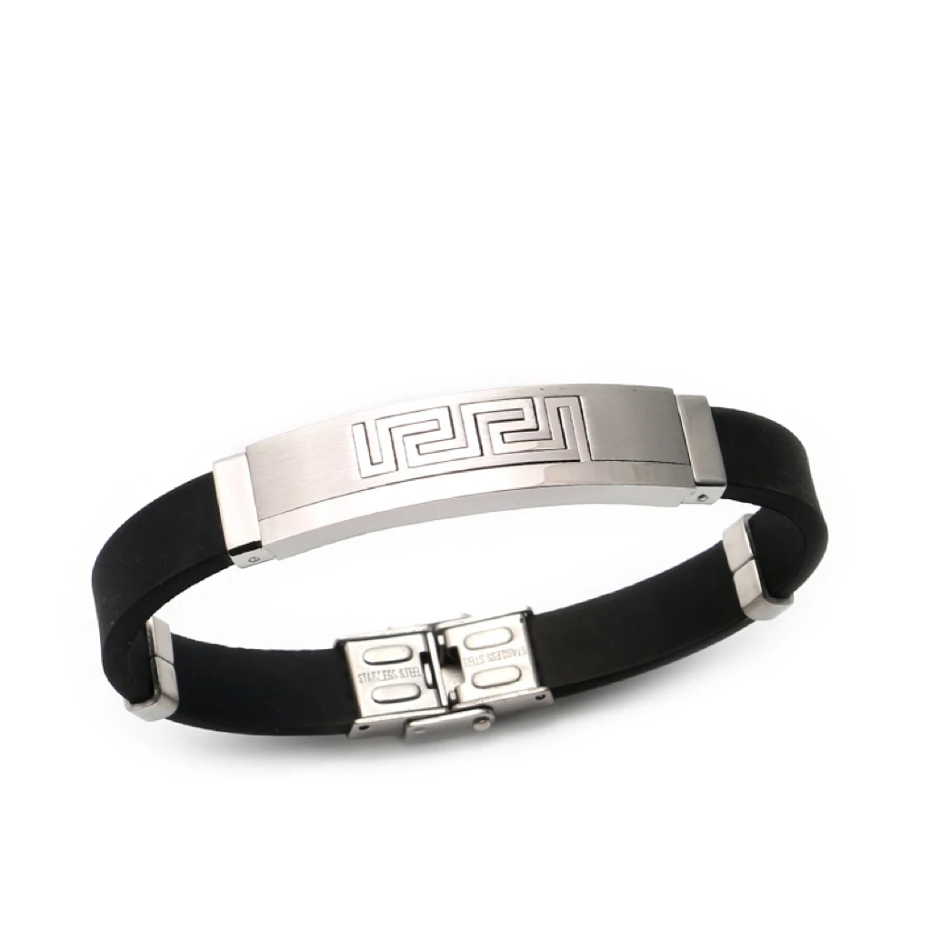 Мужской черный браслет из нержавеющей стали Силиконовые подвески-украшения.