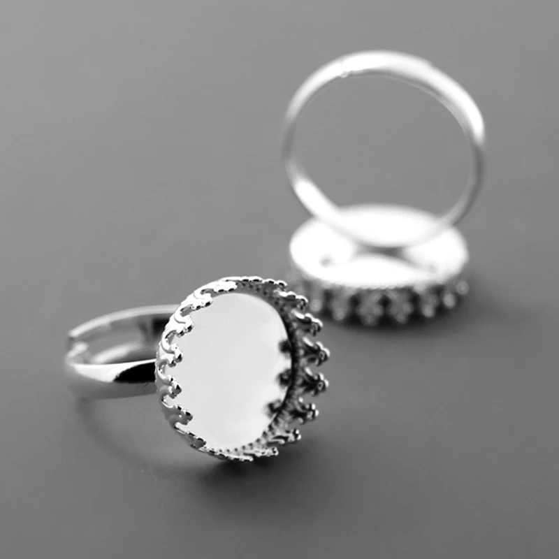 

10Pcs Fitting 15mm Round Glass Cabochon Adjustable Base Bezel Base Setting Ring Blanks For DIY Making