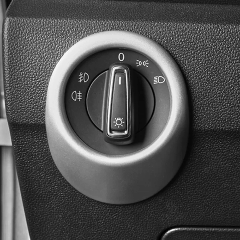 BJMYCYY Automobile headlight switch control knob ABS carbon fiber decorative ring For Volkswagen T-ROC T ROC 2018 Accessories