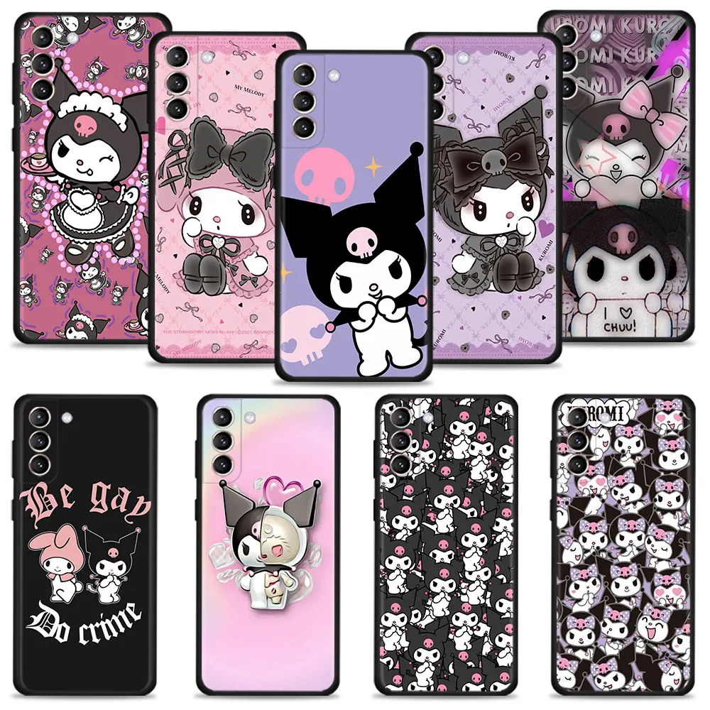 for Samsung Galaxy S22 S21 S20 Ultra FE S10 S9 S8 Plus 5G S10e Note 20 10 Case Carcasa Funda Wear A Bow Kuromi And My Melody