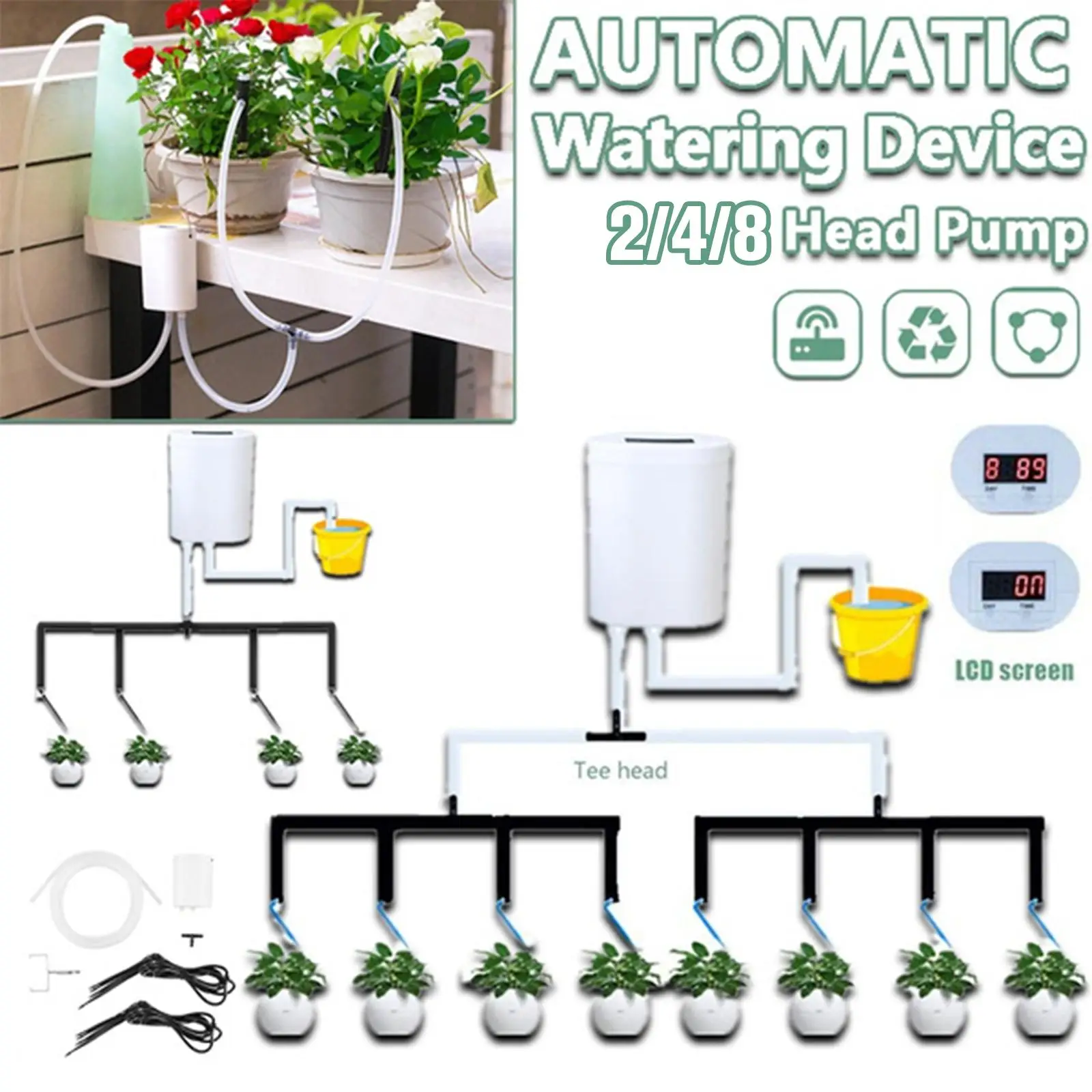 

2/4/8 Pump Self-Watering Kits Automatic Timer Waterers Drip Irrigation Indoor Plant Watering Device Plant Garden Gadgets