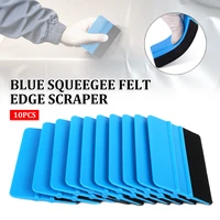 10pcs pe plastic tint tools blue squeegee felt edge scraper car decals vinyl wrapping tint tools with squeegee with felt