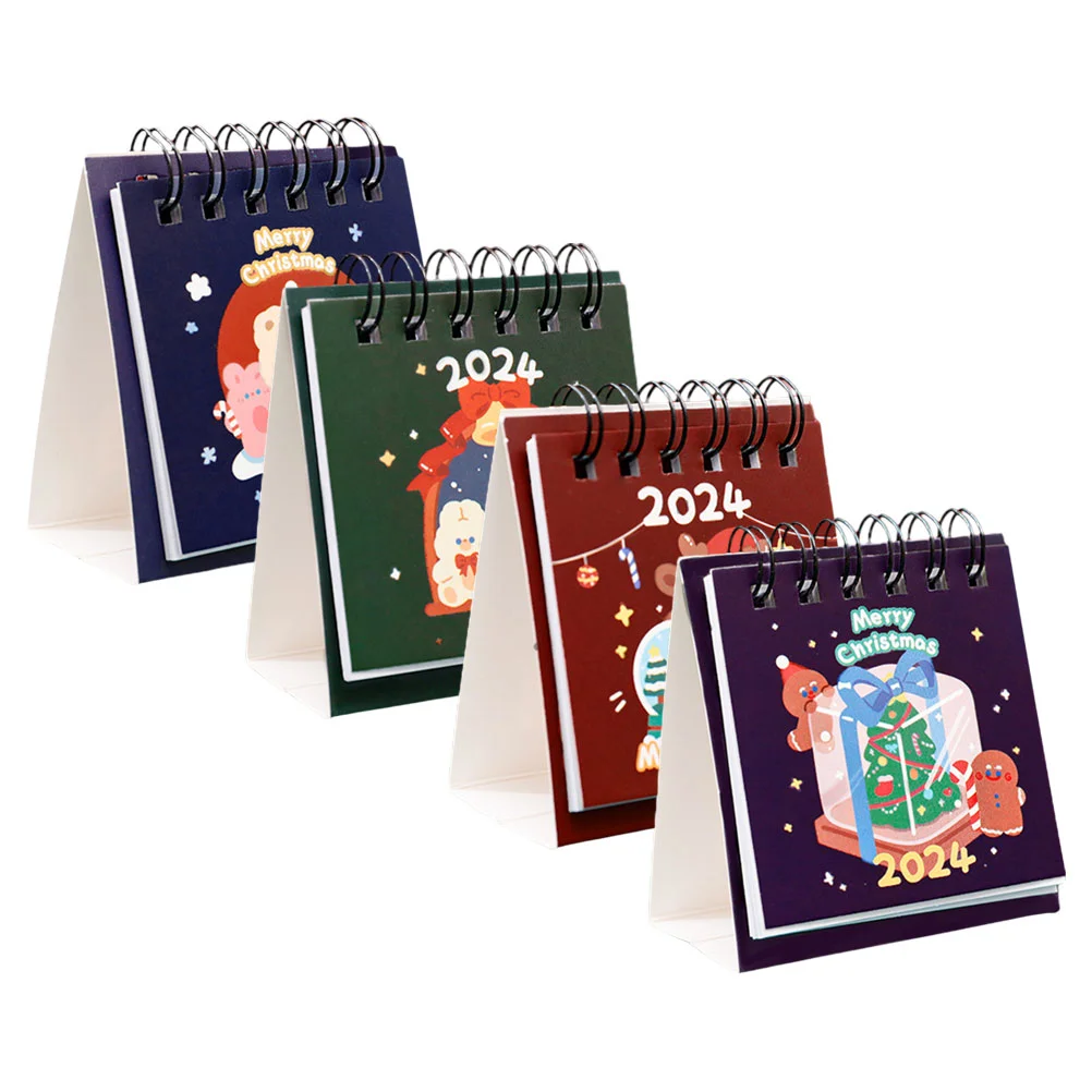 

4 Pcs Turn The Page Christmas Desk Calendar Student Office Decor Paper Small 2024