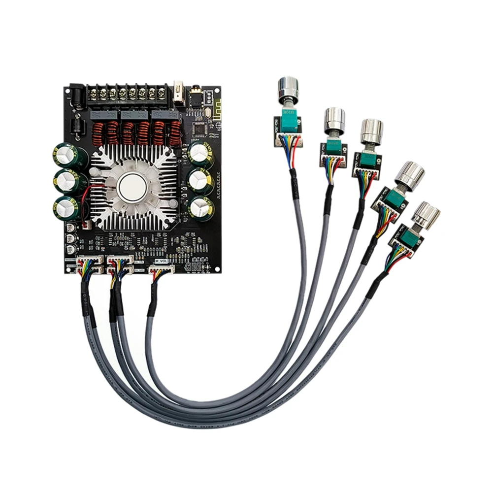 

ZK-HT22 2.1 Channel Bluetooth Amplifier Board TDA7498E 160Wx2+220W External Lead Potentiometer Subwoofer Audio Module