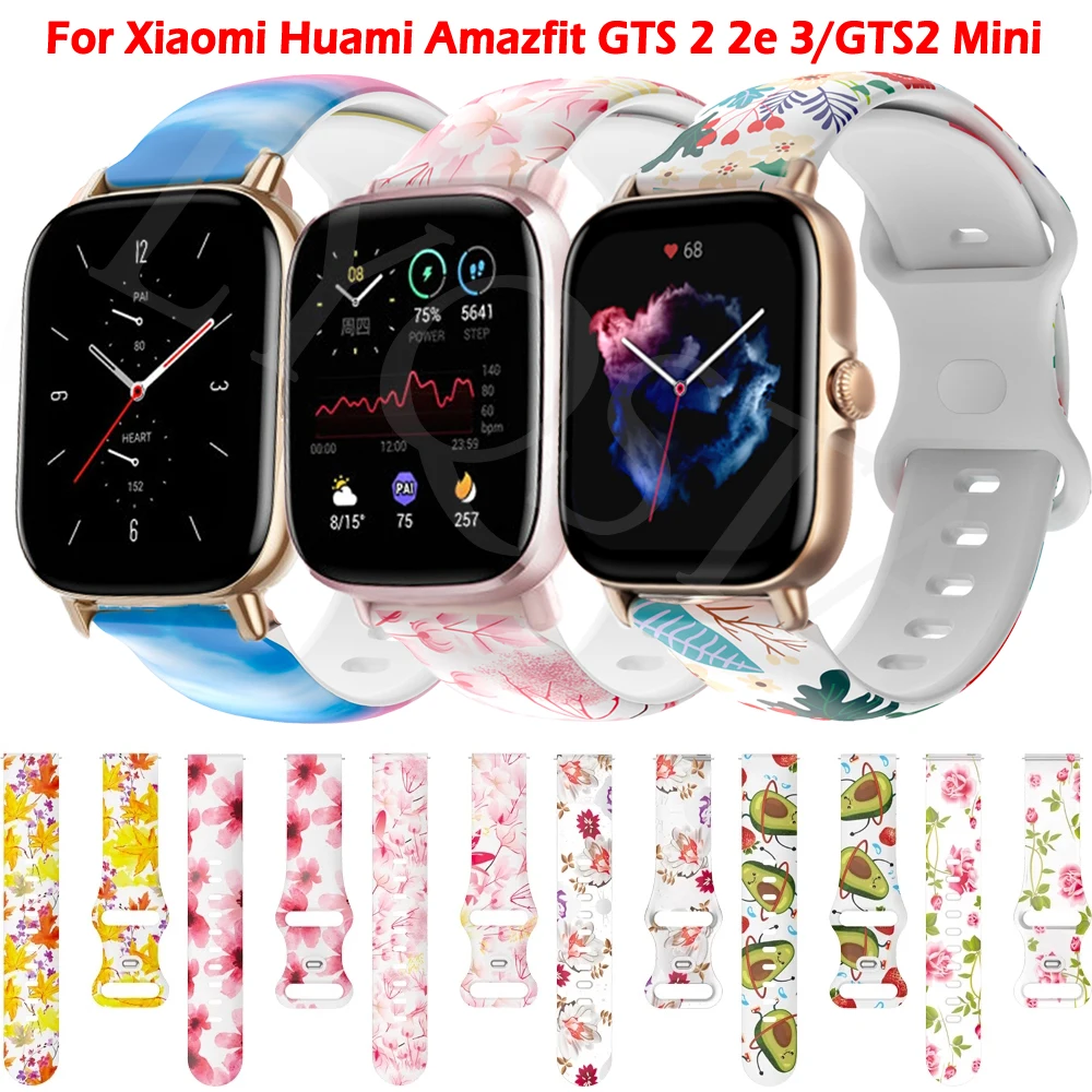 

Ремешок силиконовый для Xiaomi Huami Amazfit GTS 2 2e 3 2Mini GTS2 GTS3 Pringting, браслет для умных часов GTR 42 мм, 20 мм