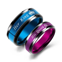 creative accessories her king his queen lovers ring european and american titanium steel ring