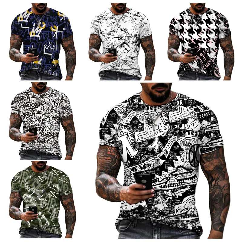 

Футболка мужская оверсайз с коротким рукавом, уличная одежда, тренд свободного кроя в стиле хип-хоп, с 3D-принтом, с воротником, на лето