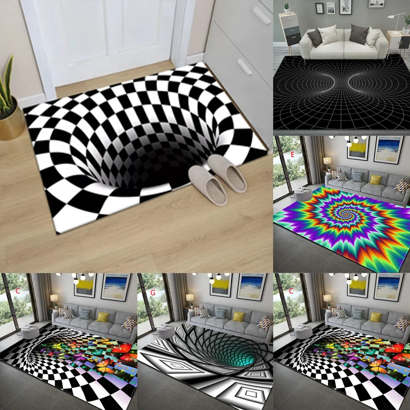 коврик входной двери 3D вихревой иллюзионный ковер для абстрактный