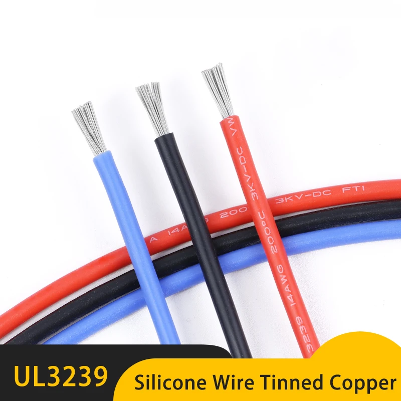 1/5 м UL3239 силиконовый провод луженая медь 32 30 28 26 24 22 20 18 16 14 12 10 8 AWG 3KV DIY светодиодный