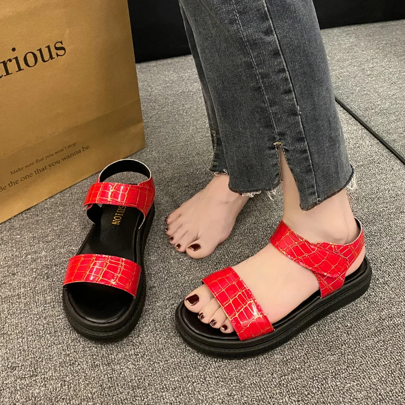 Women's Faux Leather Sandals Female Shoes Summer Fashion Sports Flats for Women's Rome Platform Sandals Women's Sandals Girls