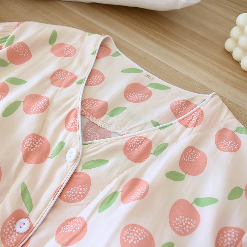 Pajamas Women's Suit Bra-free Thin Section with Chest Pad Cool Cotton Home Service Living Wear Breathable and Leisure Nightwear