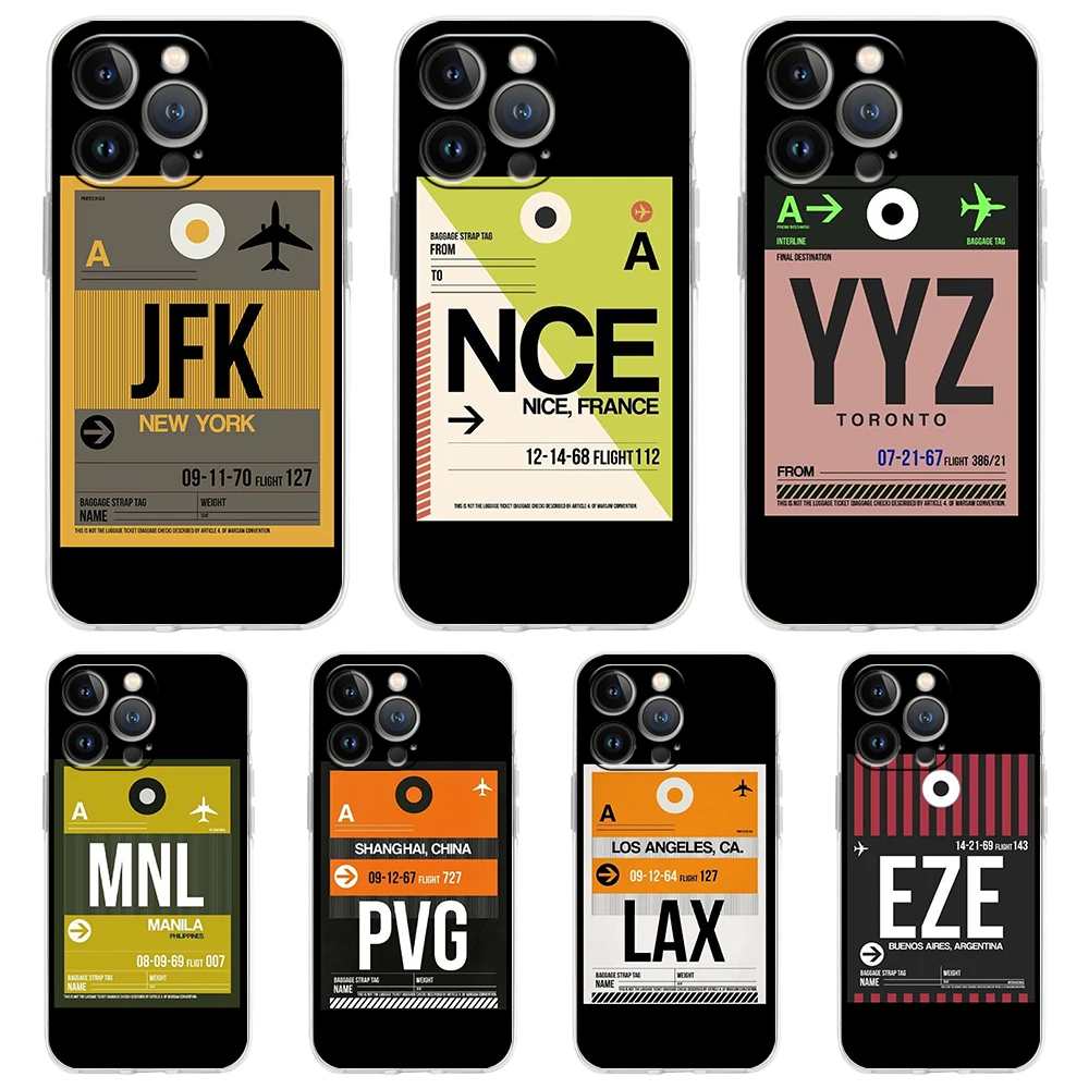 

World Country Label Air Tickets Cell Case for iPhone 14 13 12 Pro Max Cover for iPhone 11 Pro Max 7 8 Plus X XS XR SE2020 Shell