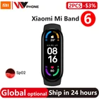 Умный Браслет Xiaomi Mi Band 6, водонепроницаемый фитнес-трекер с цветным AMOLED экраном, с функцией измерения кислорода в крови, Bluetooth