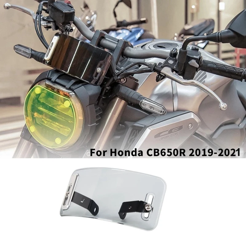 

Motorcycle Windshield Windscreen Wind Deflector with Bracket for Honda CB650R CB 650 R 2019-2021 (Transparent Color)