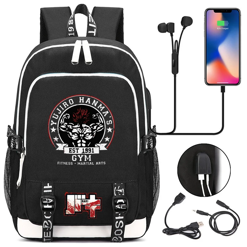 

Anime Grappler Backpack for Boys Girls School Backpack Usb Charging Men Bags Student Rucksack Large Capacity Women Travel Bag
