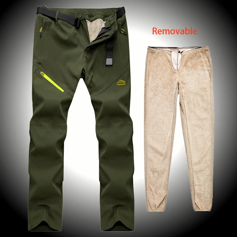

Winter Hiking Pants Removable for Men Waterproof Thermal Trekking Pants for Men Fleece Tactical Pants Military Cargo Pants Women