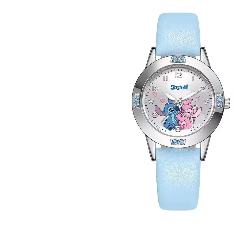 Кварцевые часы Disney Stitch с бриллиантами аниме Лило и Стич милые кожаные наручные