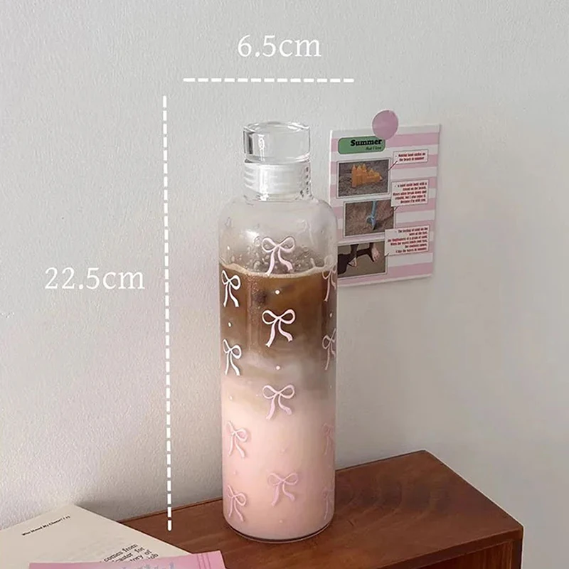 500 мл Kawaii Bow пластиковая бутылка для воды со шкалой времени прозрачная чашка Спорт