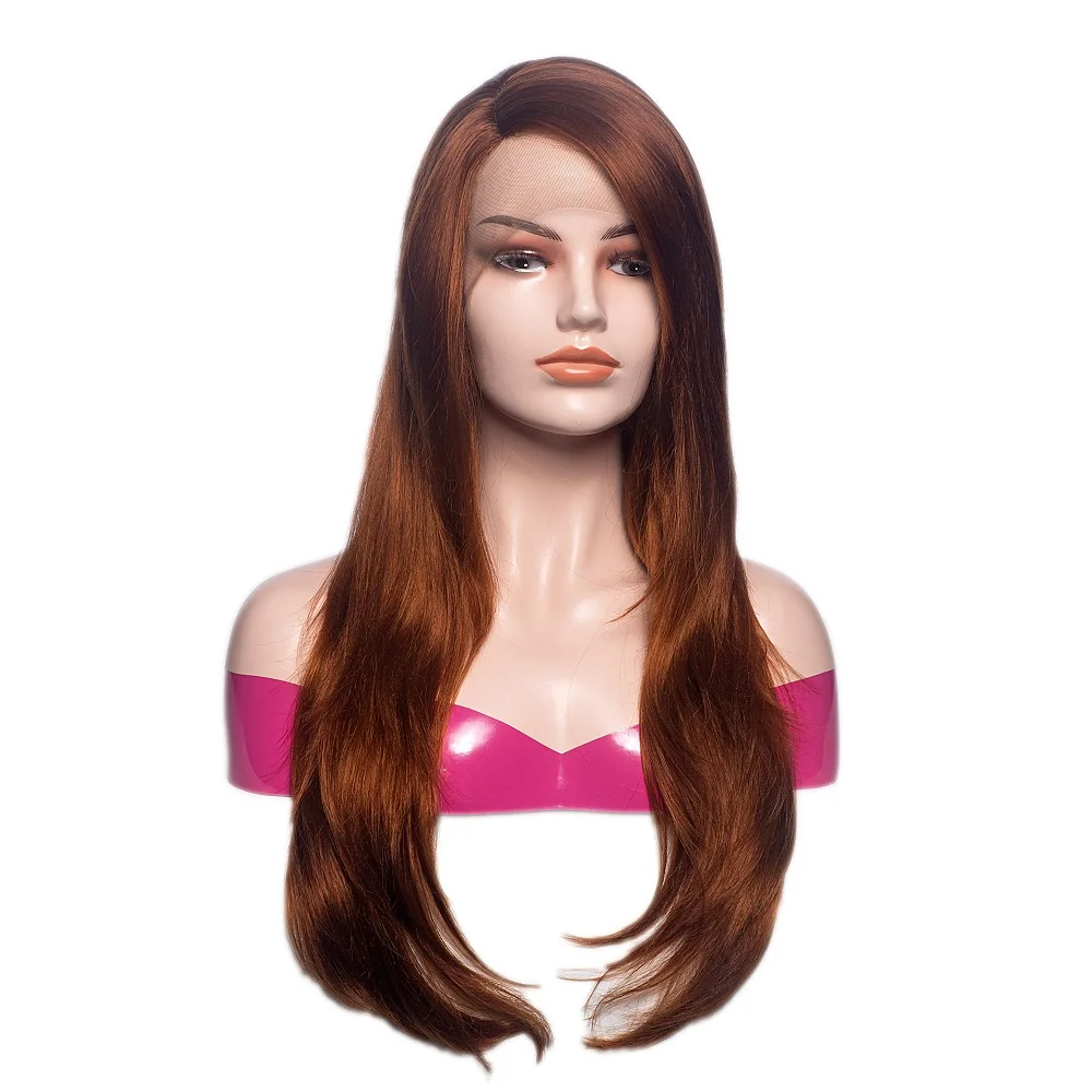 Louise Hair Copper Red #350 Lace Front Wigs Synthetic Wavy Hair Half Hand Tied Auburn Front Lace Wig Side Part for Women