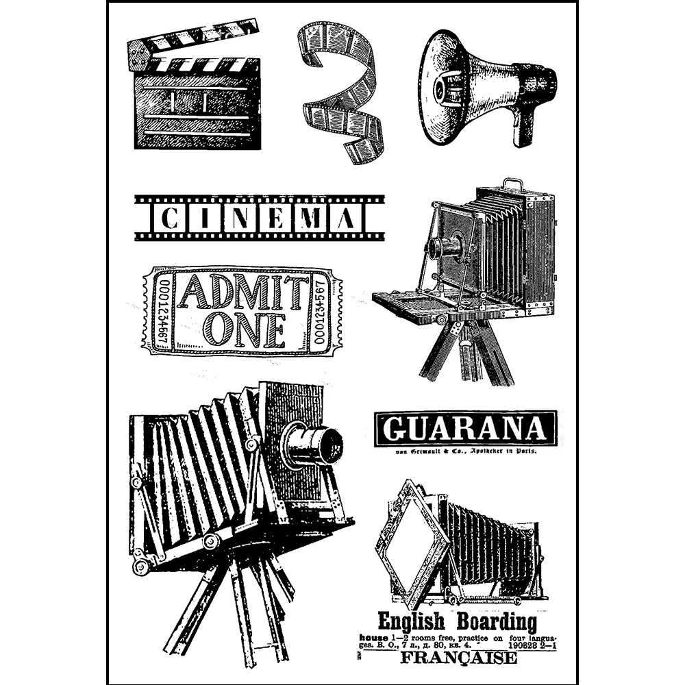 Винтажные прозрачные резиновые штампы для кино/музыки создание карт