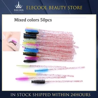 50 pcs disposable crystal eyelash brush mascara wands applicator diamond eye lash brushes eyelash extension women makeup tools