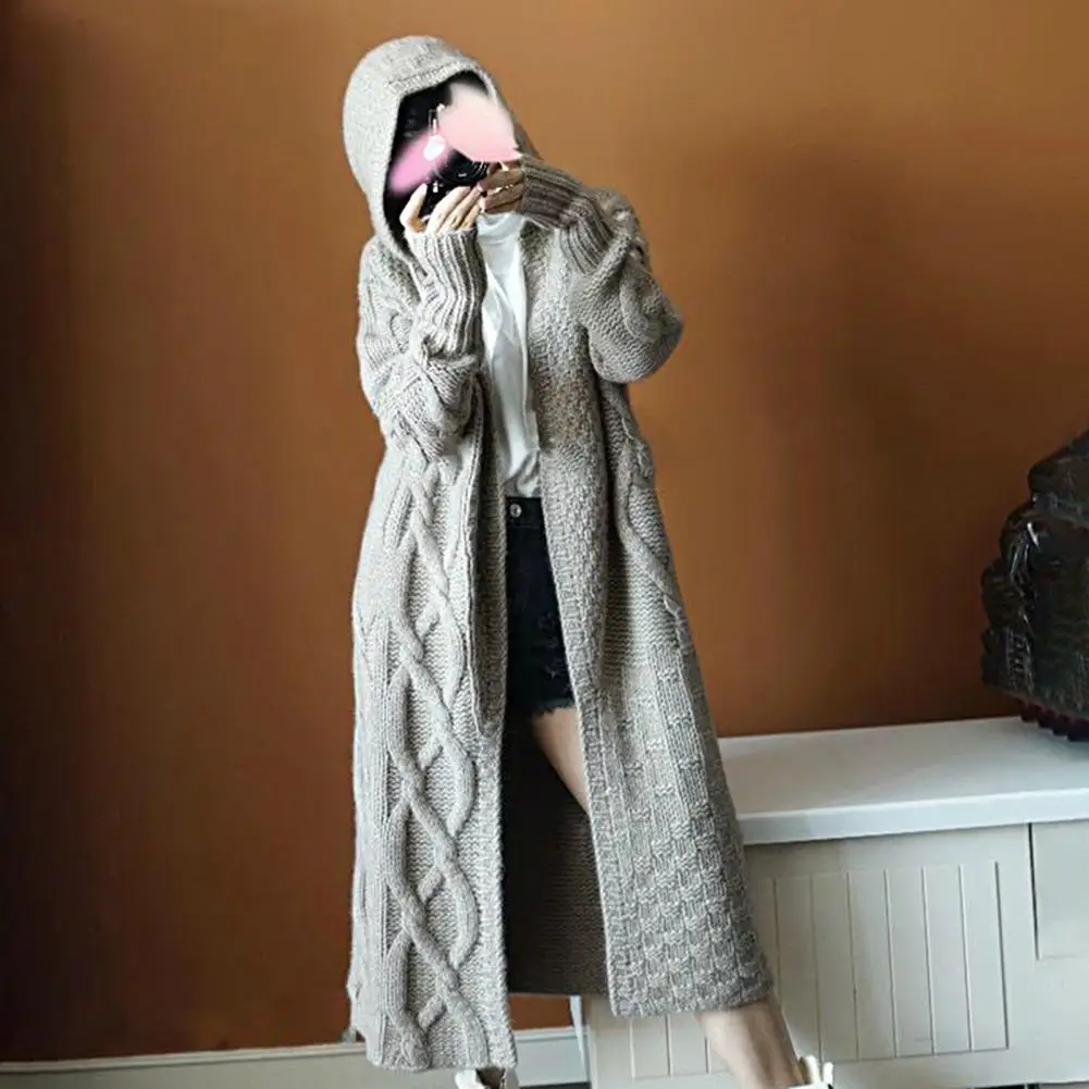 

Стильная женская трикотажная одежда, женское вязаное пальто, однотонный непромокаемый длинный стильный кардиган, пальто, сохраняющее тепло