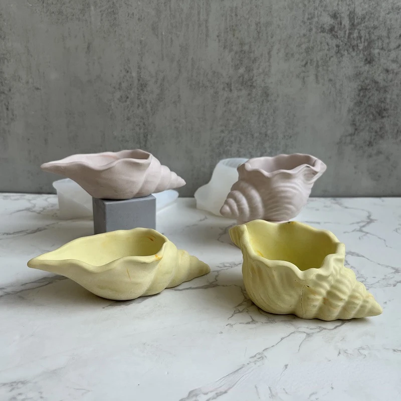 Conch Shaped Silicone Mould Shell Concrete Plant Pot for DIY Handmade Epoxy Plaster 3D Resin Molds Garding Crafts Flower Pot
