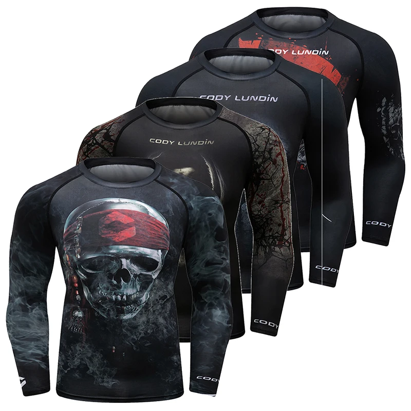 Дешевая Bjj MMA Rashguard футболка для Jujitsu мужчин Спортивная компрессионная с длинным